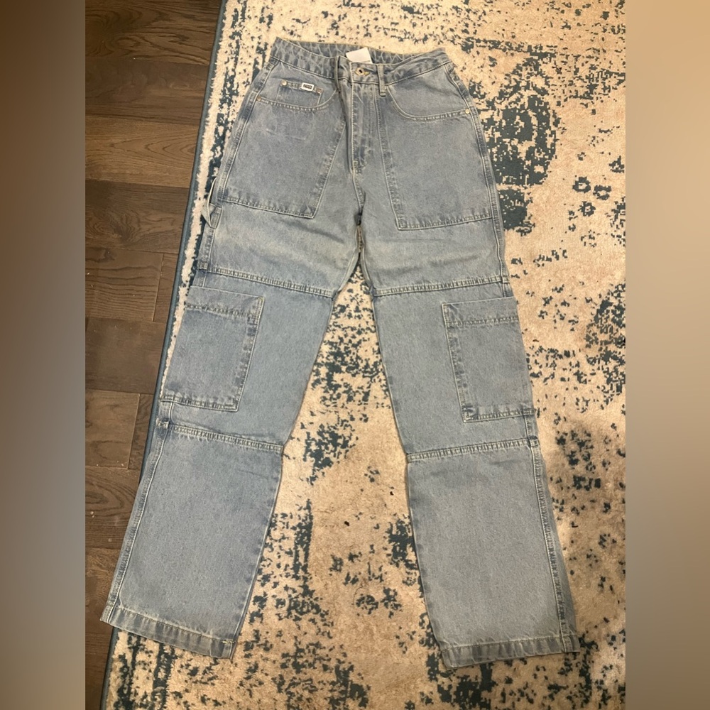 Ragged Priest Light Wash Denim Cargo Jeans